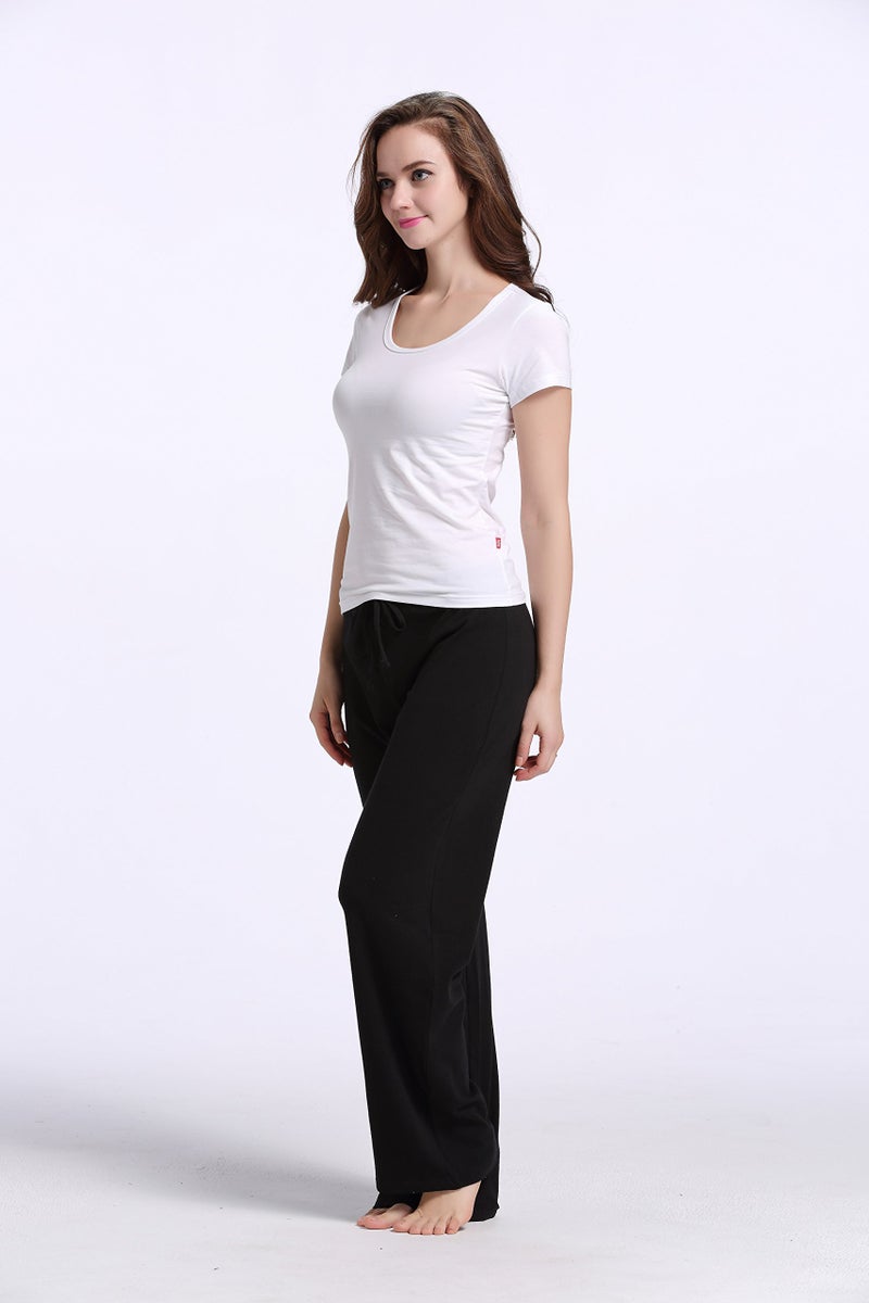 CYZ Women's Basic Stretch Cotton Knit Pajama Sleep Lounge Pants-Black-M - Image 5